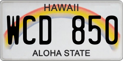 HI license plate WCD850