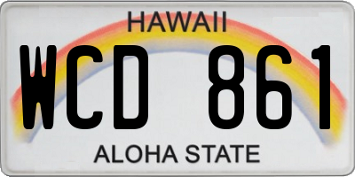HI license plate WCD861