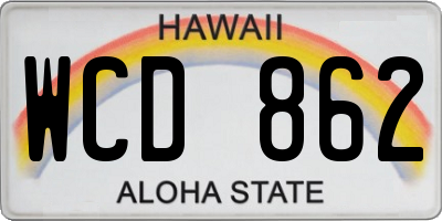 HI license plate WCD862