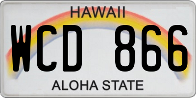 HI license plate WCD866