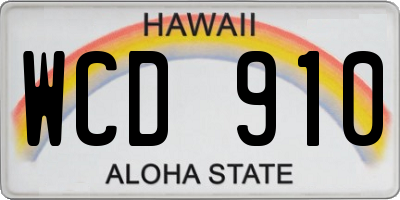 HI license plate WCD910