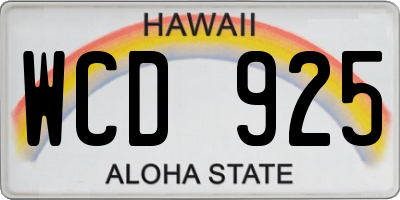 HI license plate WCD925