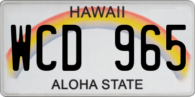 HI license plate WCD965