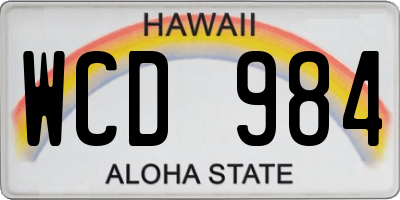 HI license plate WCD984