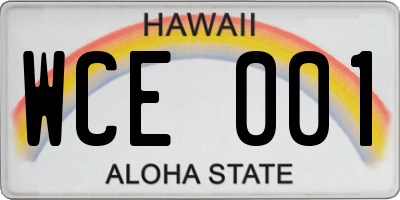 HI license plate WCE001