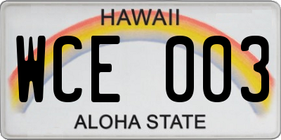 HI license plate WCE003