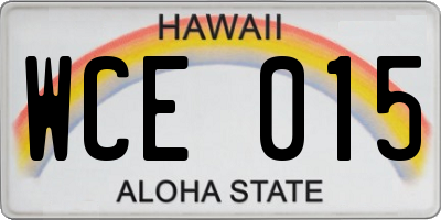 HI license plate WCE015