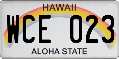HI license plate WCE023