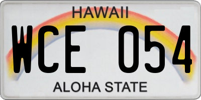 HI license plate WCE054