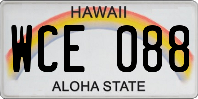 HI license plate WCE088