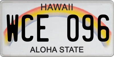 HI license plate WCE096