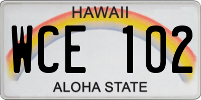 HI license plate WCE102