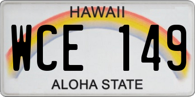 HI license plate WCE149