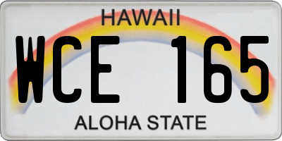 HI license plate WCE165