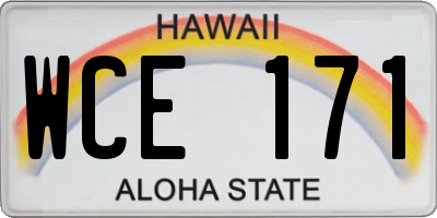 HI license plate WCE171