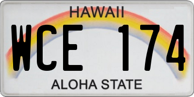 HI license plate WCE174