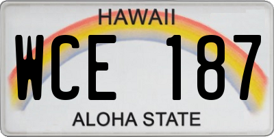 HI license plate WCE187