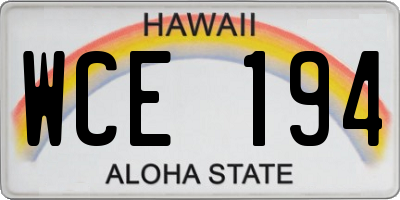HI license plate WCE194
