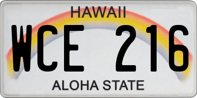 HI license plate WCE216