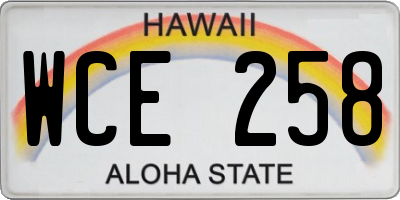 HI license plate WCE258