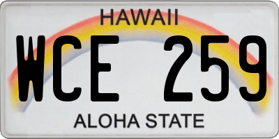 HI license plate WCE259