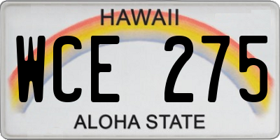 HI license plate WCE275