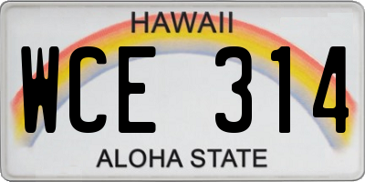 HI license plate WCE314