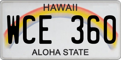 HI license plate WCE360