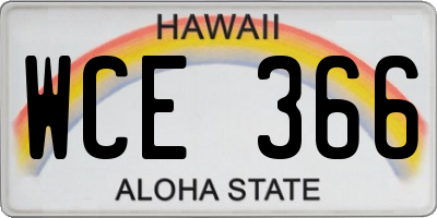 HI license plate WCE366