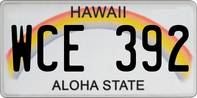 HI license plate WCE392