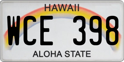 HI license plate WCE398