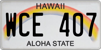HI license plate WCE407