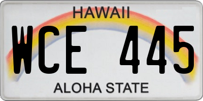 HI license plate WCE445