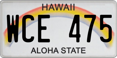 HI license plate WCE475