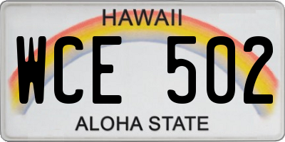 HI license plate WCE502