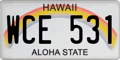 HI license plate WCE531