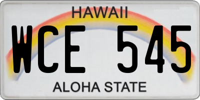 HI license plate WCE545