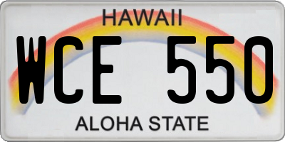 HI license plate WCE550