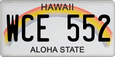 HI license plate WCE552