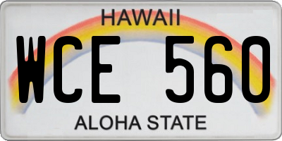 HI license plate WCE560