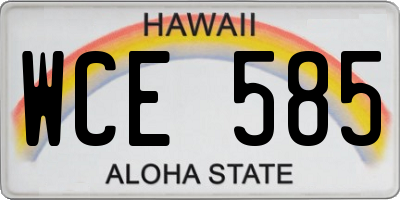 HI license plate WCE585