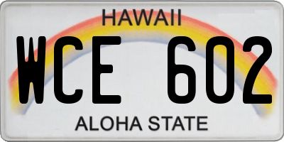 HI license plate WCE602