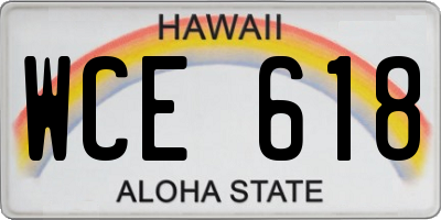 HI license plate WCE618