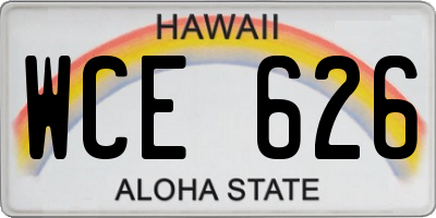 HI license plate WCE626