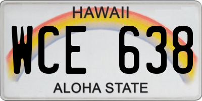 HI license plate WCE638