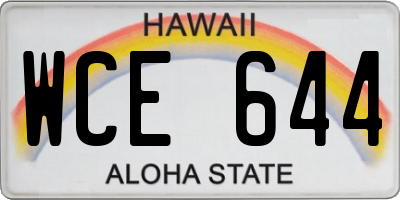HI license plate WCE644