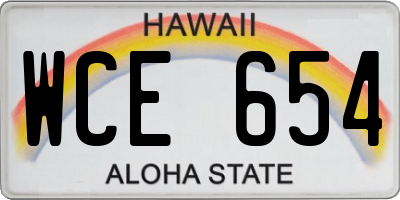 HI license plate WCE654