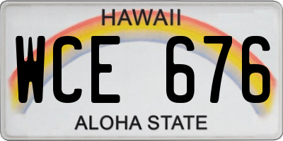 HI license plate WCE676