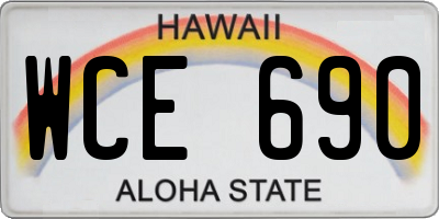 HI license plate WCE690