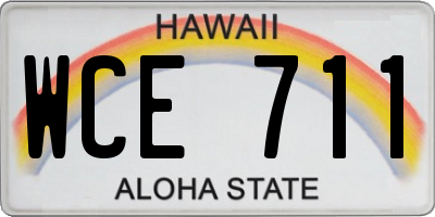 HI license plate WCE711